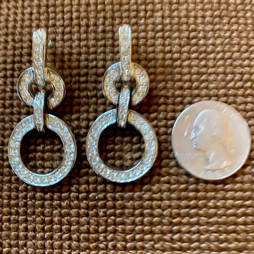 Elegant Silver Rhinestone Dangle Stud Earrings - image 6